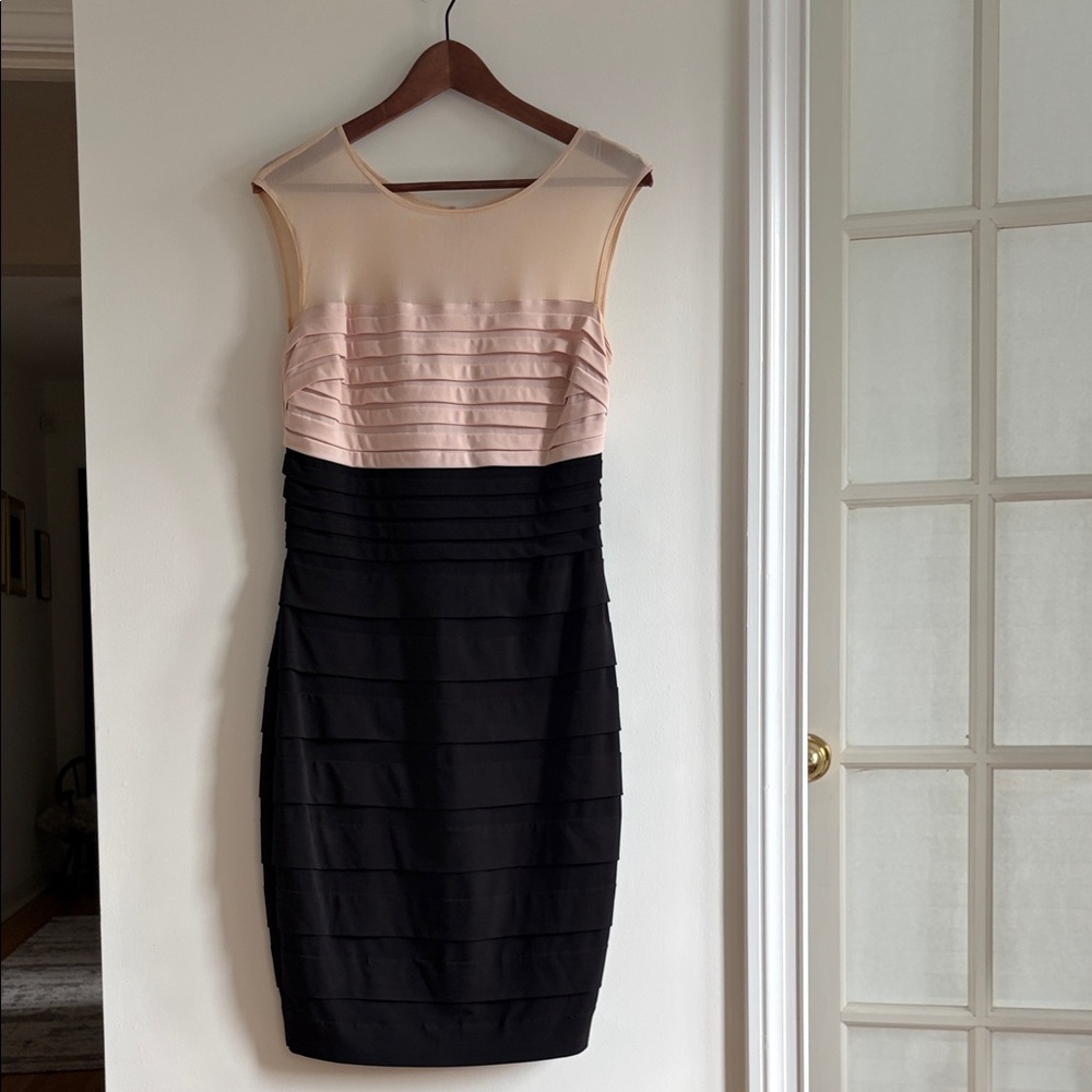Signature by Sangria Blush and Black Two-Tone Sheath Dress